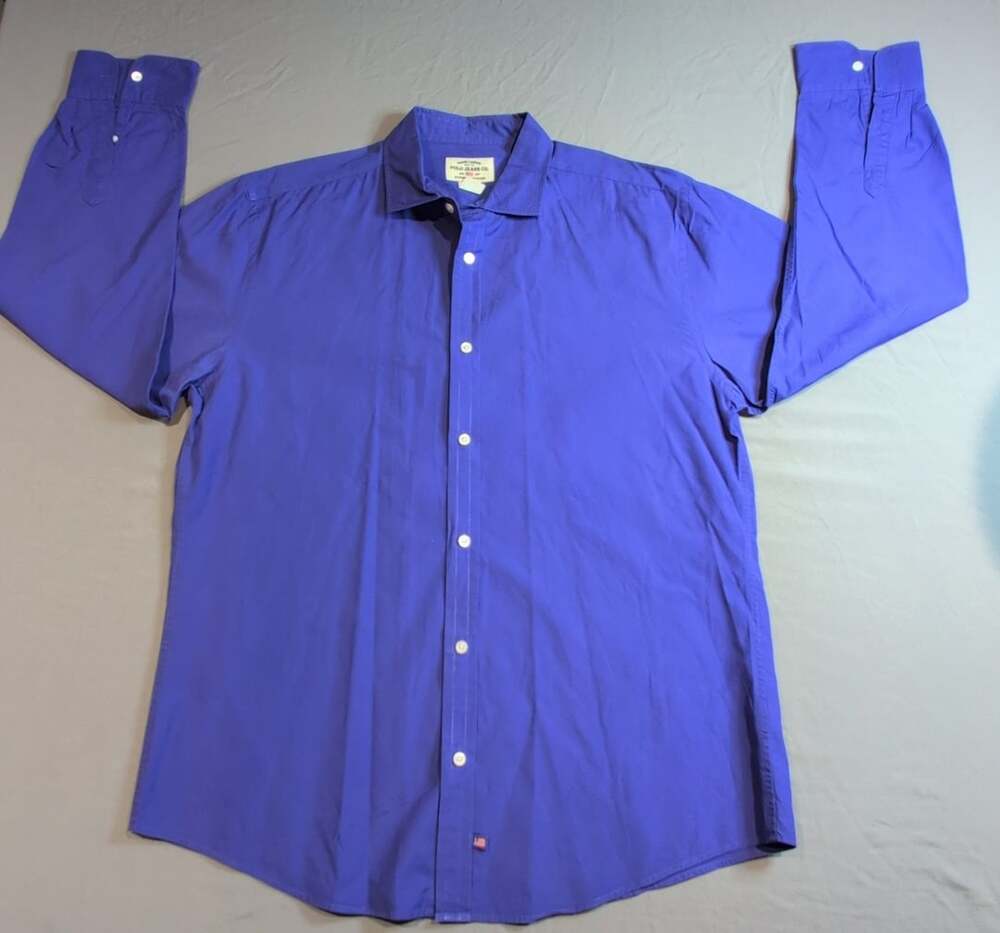 Polo Jeans Co Ralph Lauren Purple Long Sleeve Cotton Button Up Shirt Mens XL